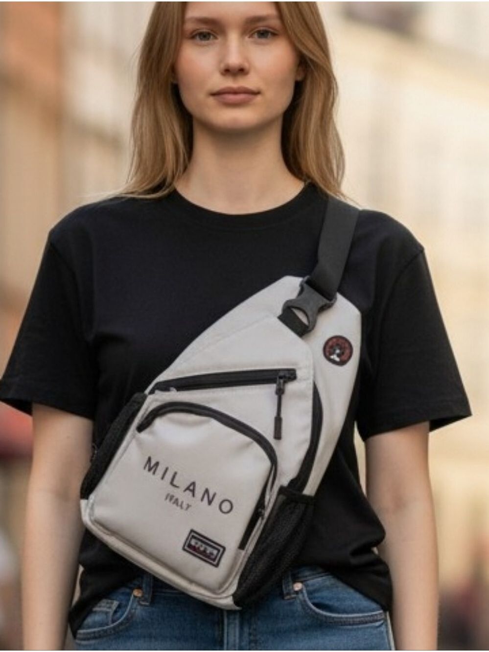 Milano Gray Black Sling Bag #PUR10